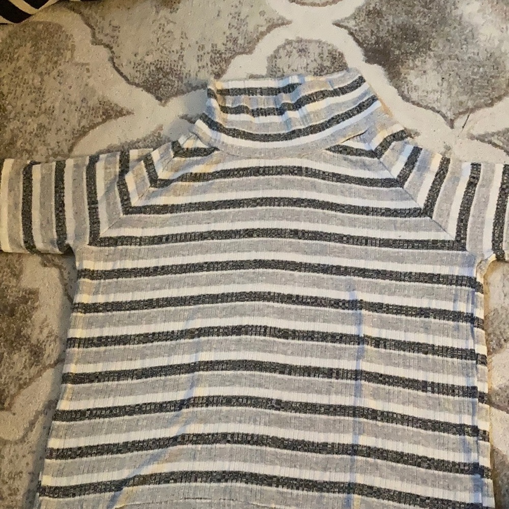 Rib-knit striped T-shirt